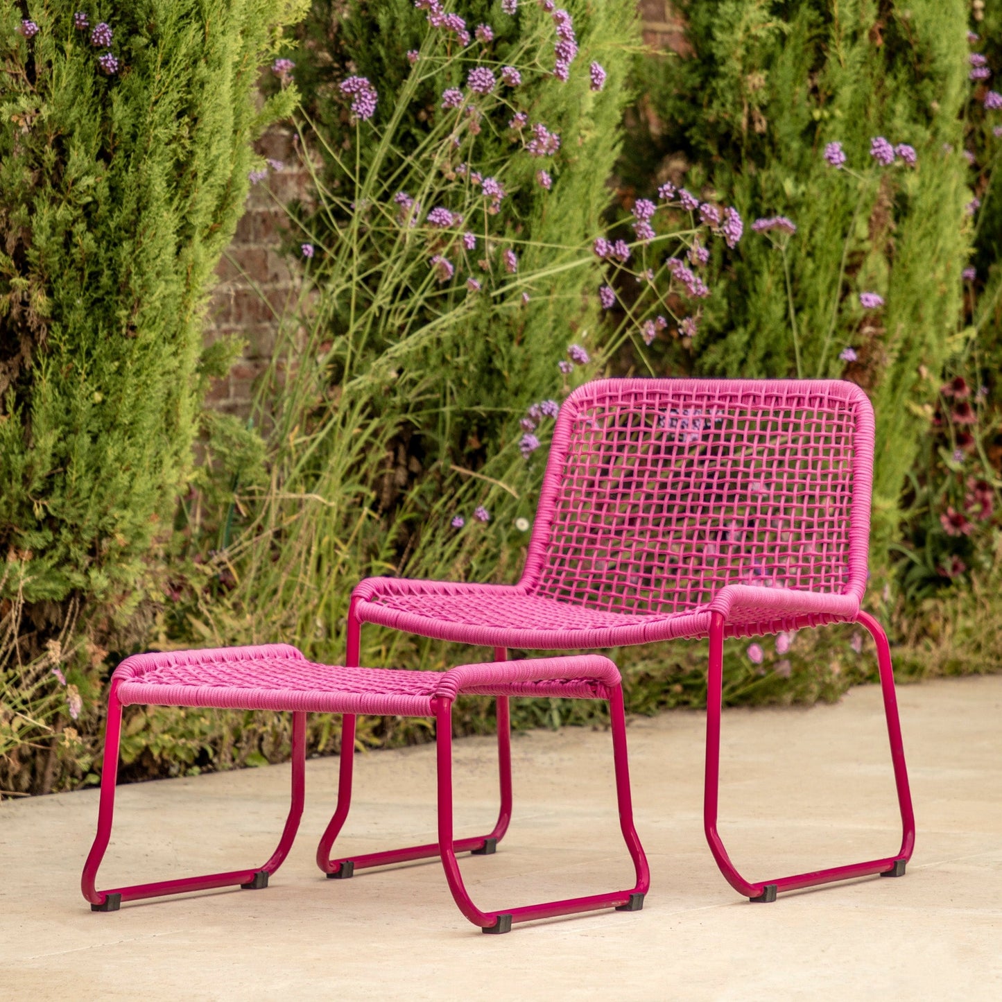 Sassano Lounge Chair with Footstool - Pink