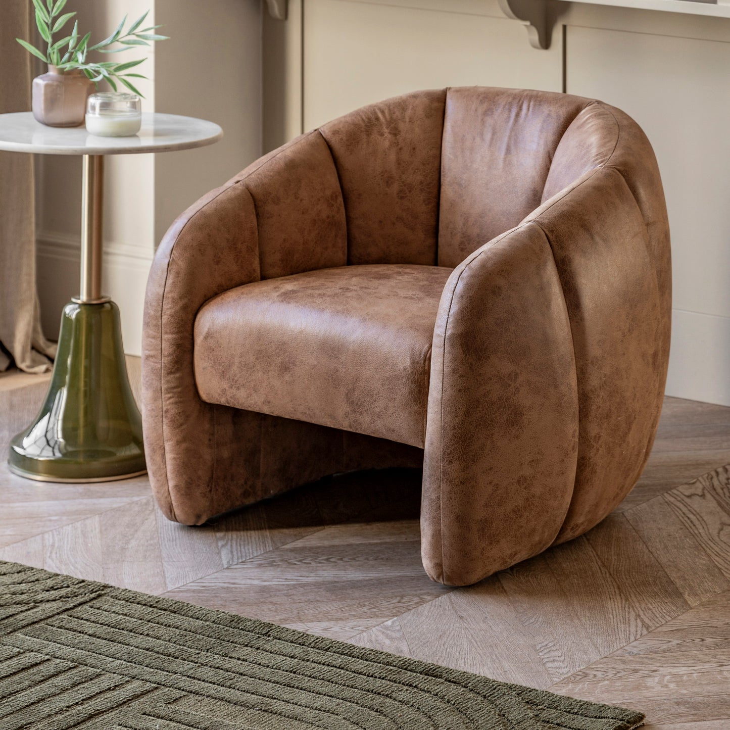 Atella Tub Chair - Antique Tan leather