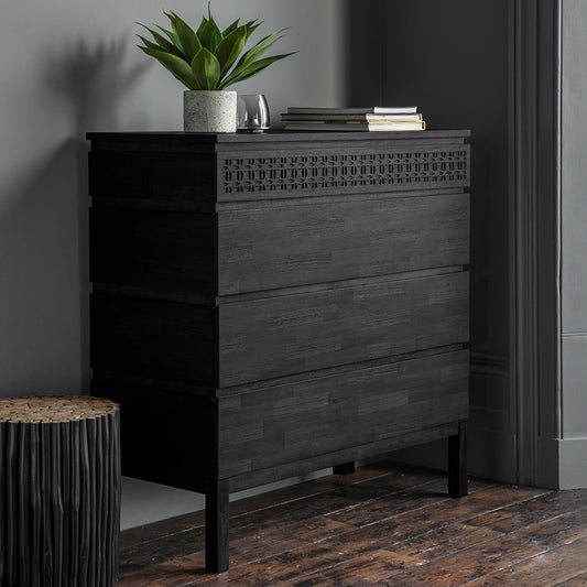 Boho 4 Drawer Chest - Black