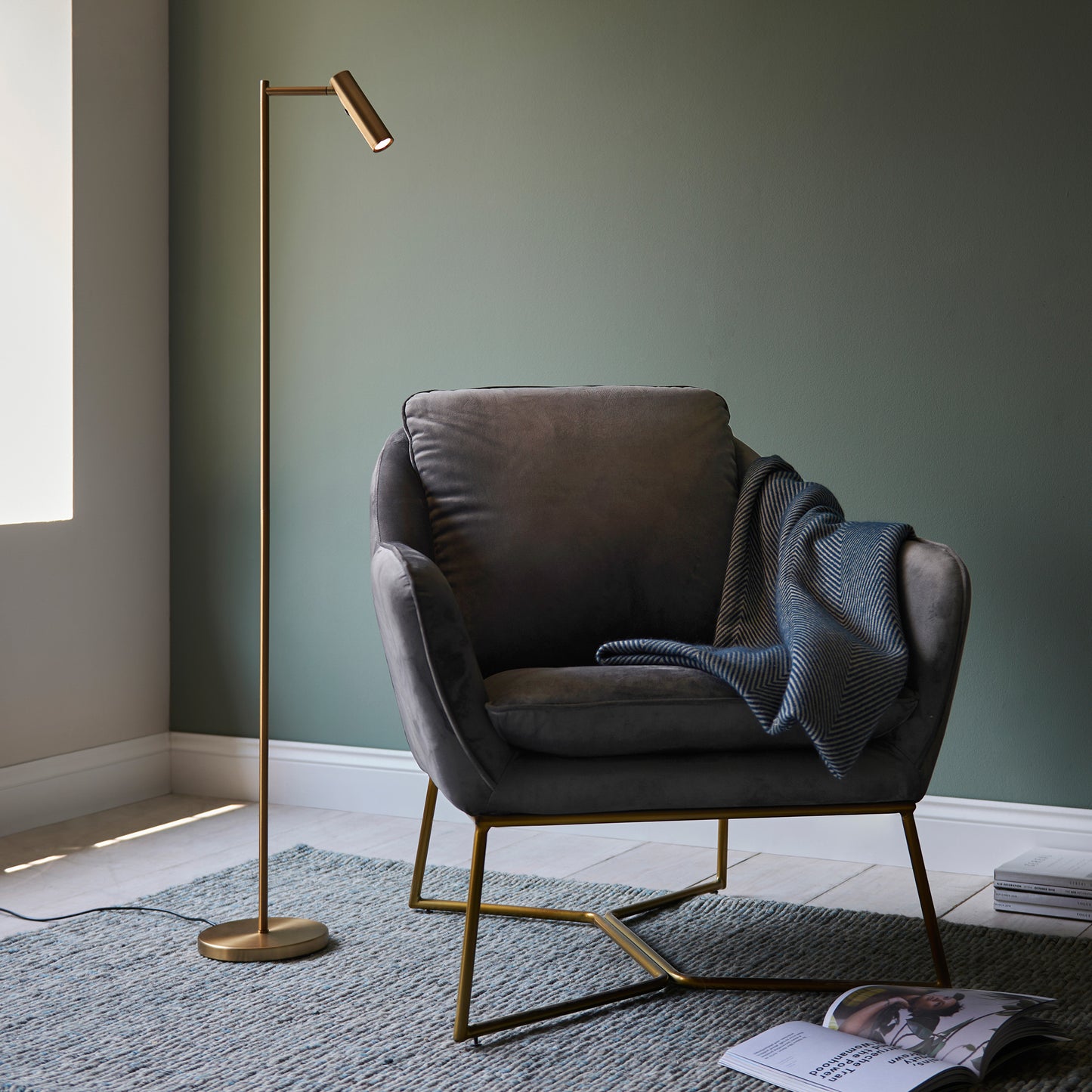 Dedicated Reader 1 Floor Lamp - Satin Warm Brass