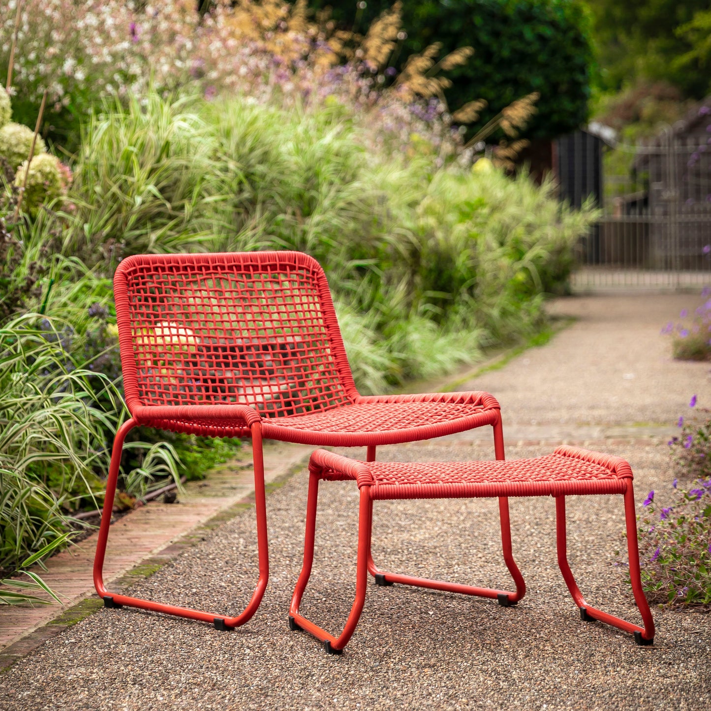 Sassano Lounge Chair with Footstool - Orange